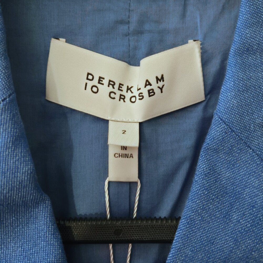 Derek Lam 10 Crosby Myla Double Breasted Crop Blazer Blue Office Preppy NWT $450 - Picture 3 of 5